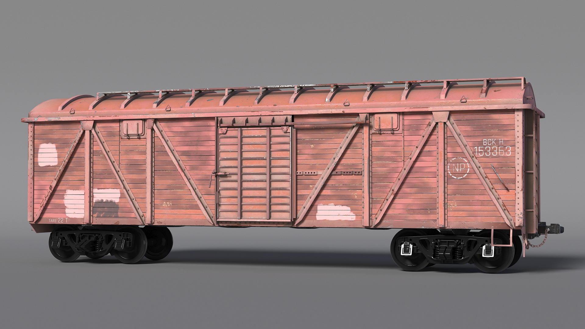 3D model Worn Cargo Wagon Red