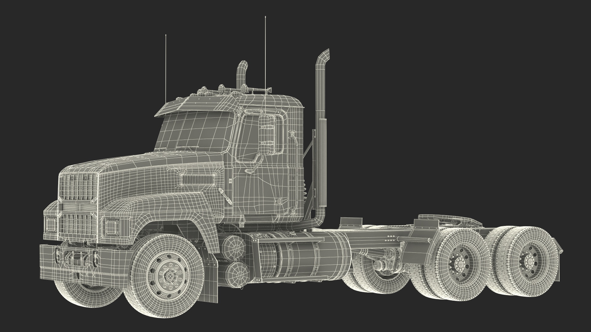 Commercial Truck Black Rigged 3D model