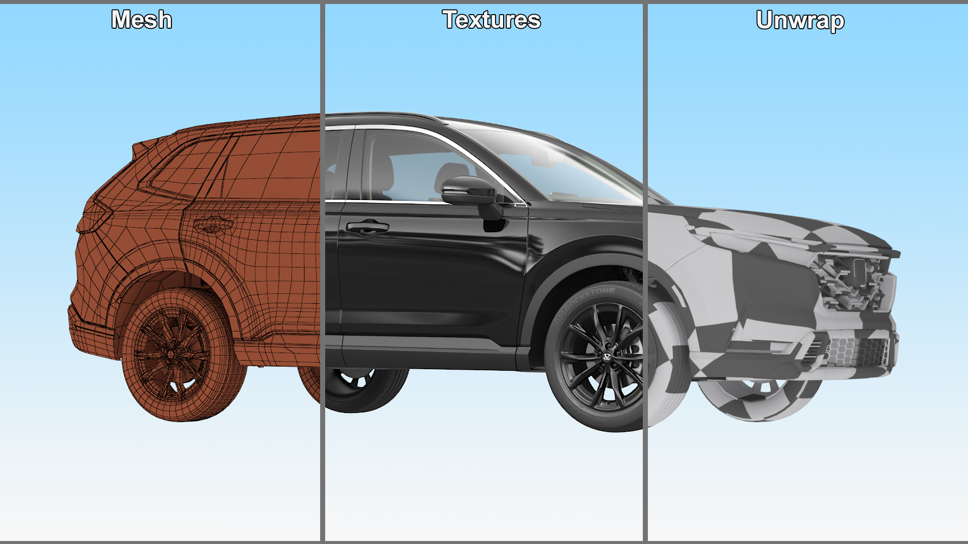 3D 2025 Honda CR-V Black Rigged model