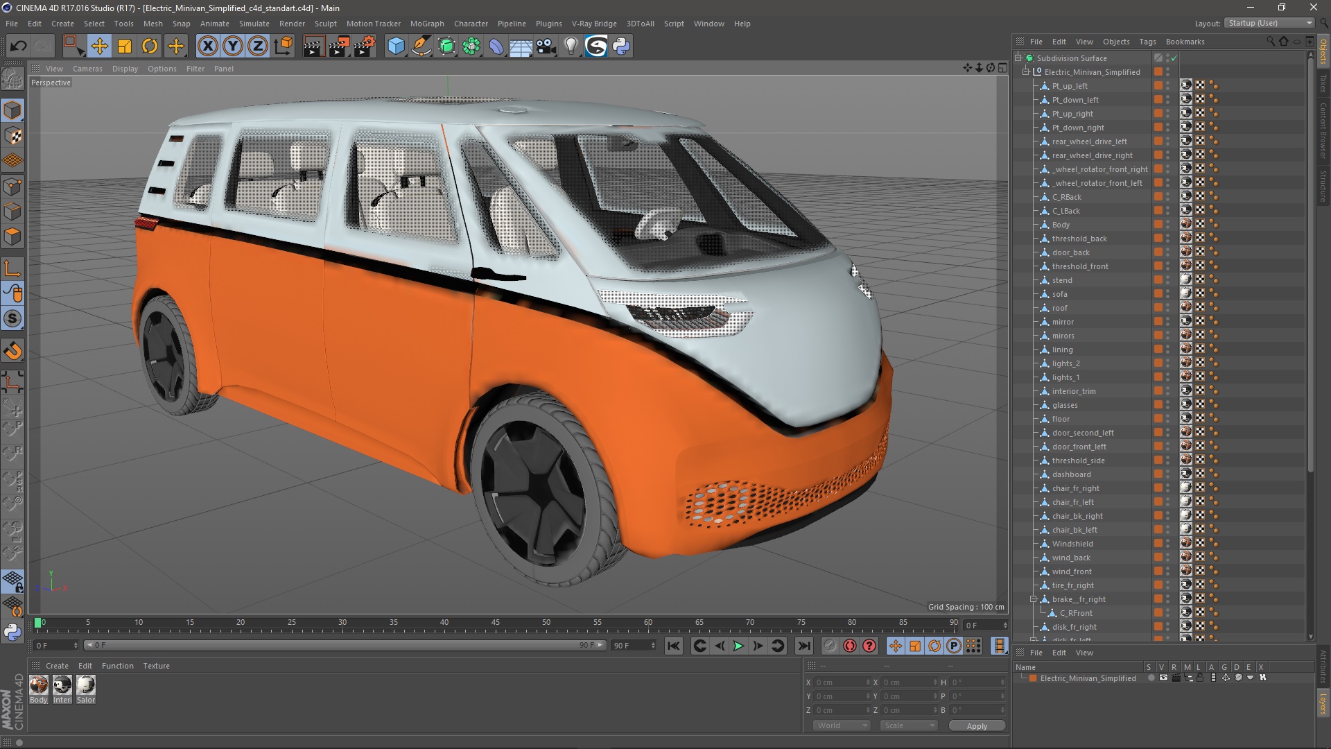 Electric Minivan Simplified 3D