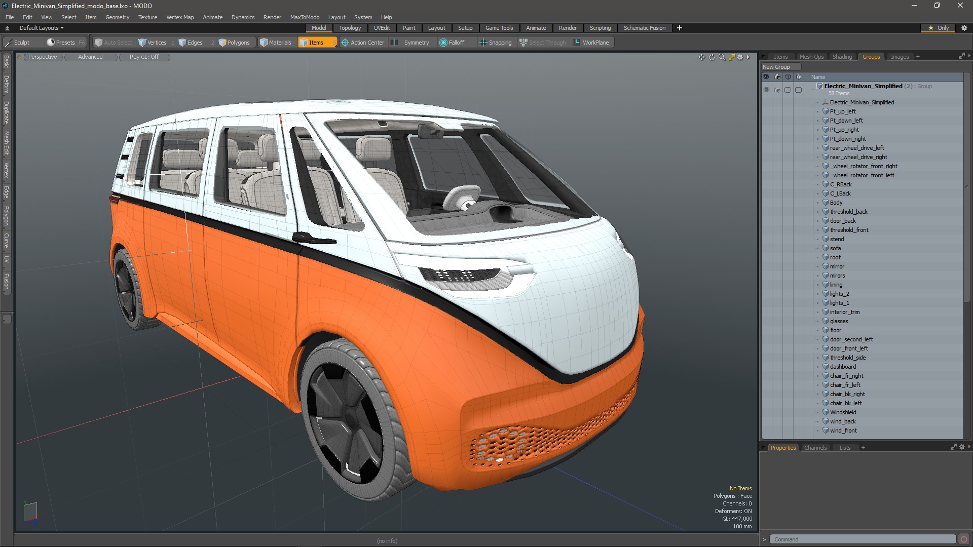 Electric Minivan Simplified 3D