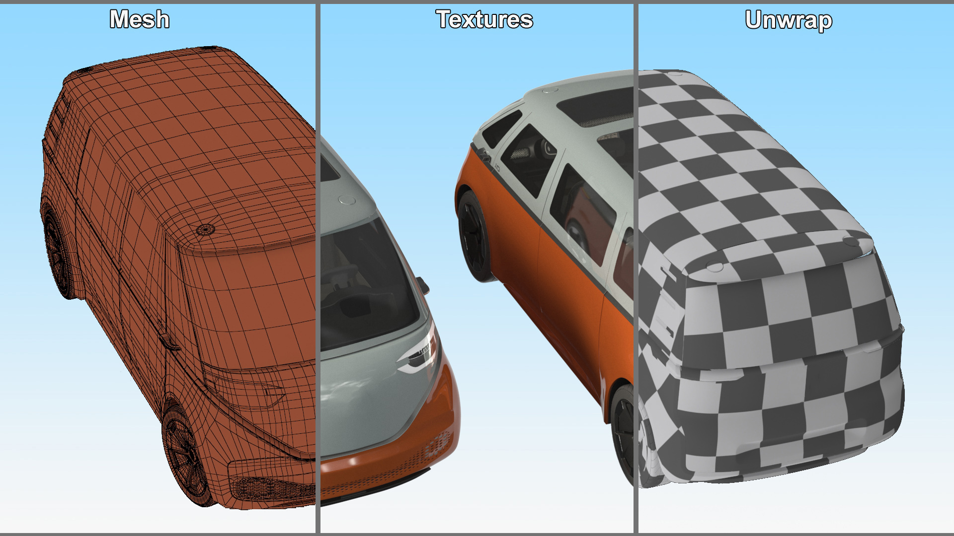 Electric Minivan Simplified 3D