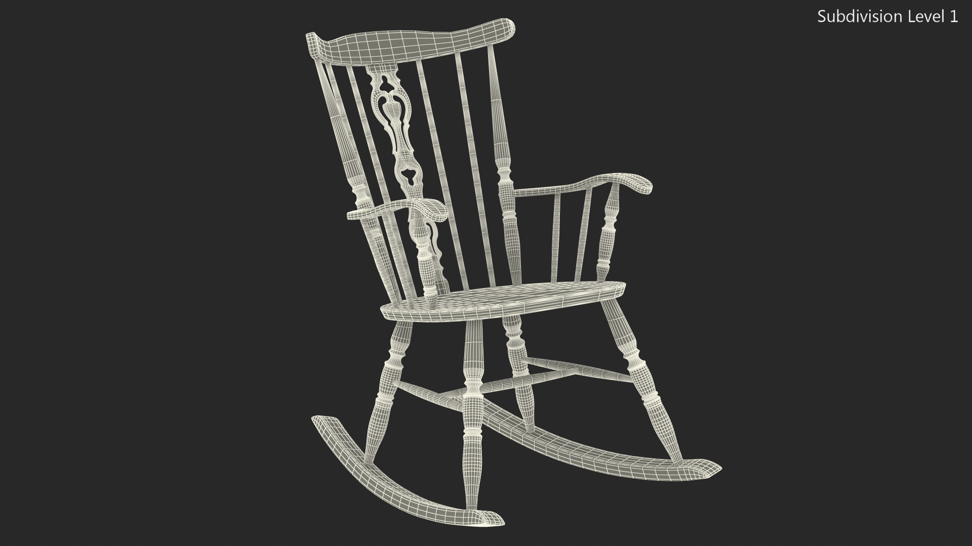 3D Vintage Wooden Rocking Chair model