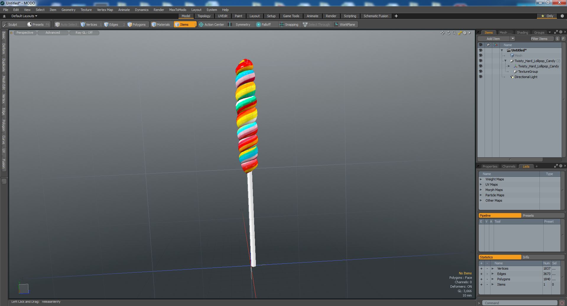 3D Twisty Hard Lollipop Candy