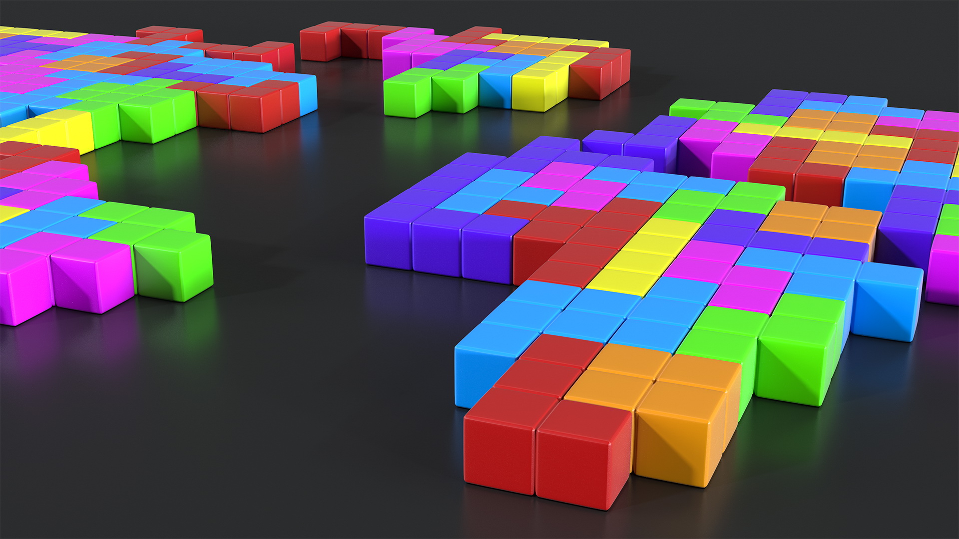 3D Tetris Blocks World Map model