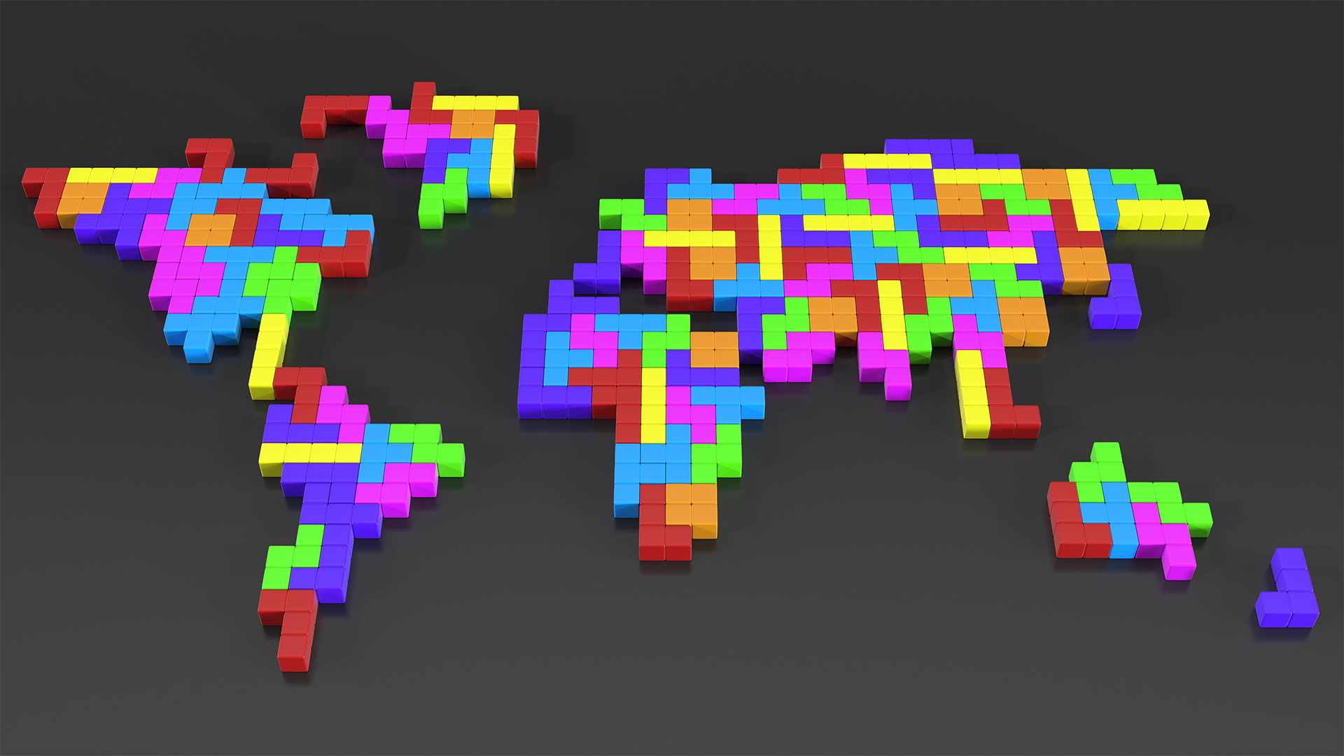 3D Tetris Blocks World Map model