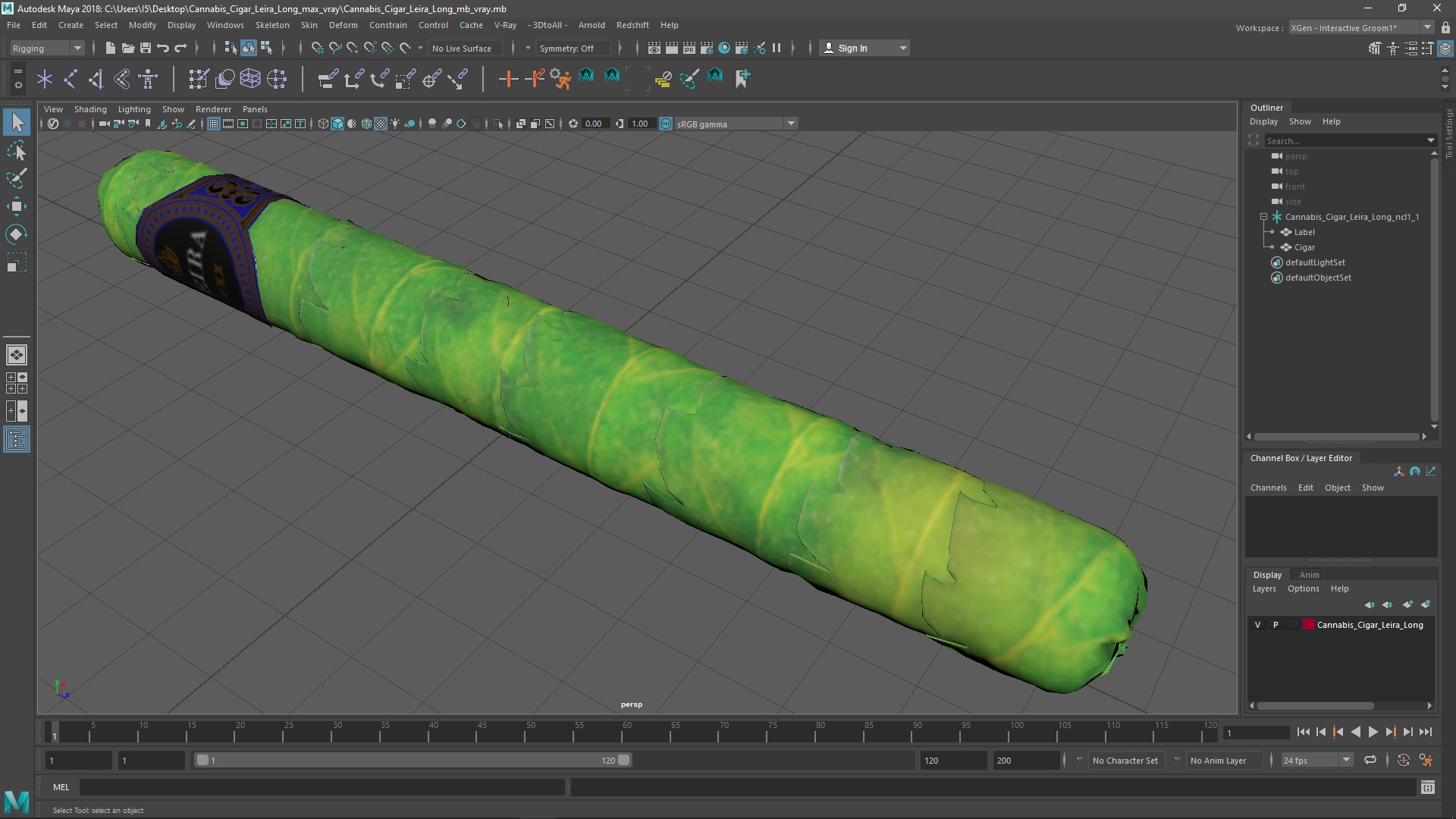 3D model Cannabis Cigar Leira Long