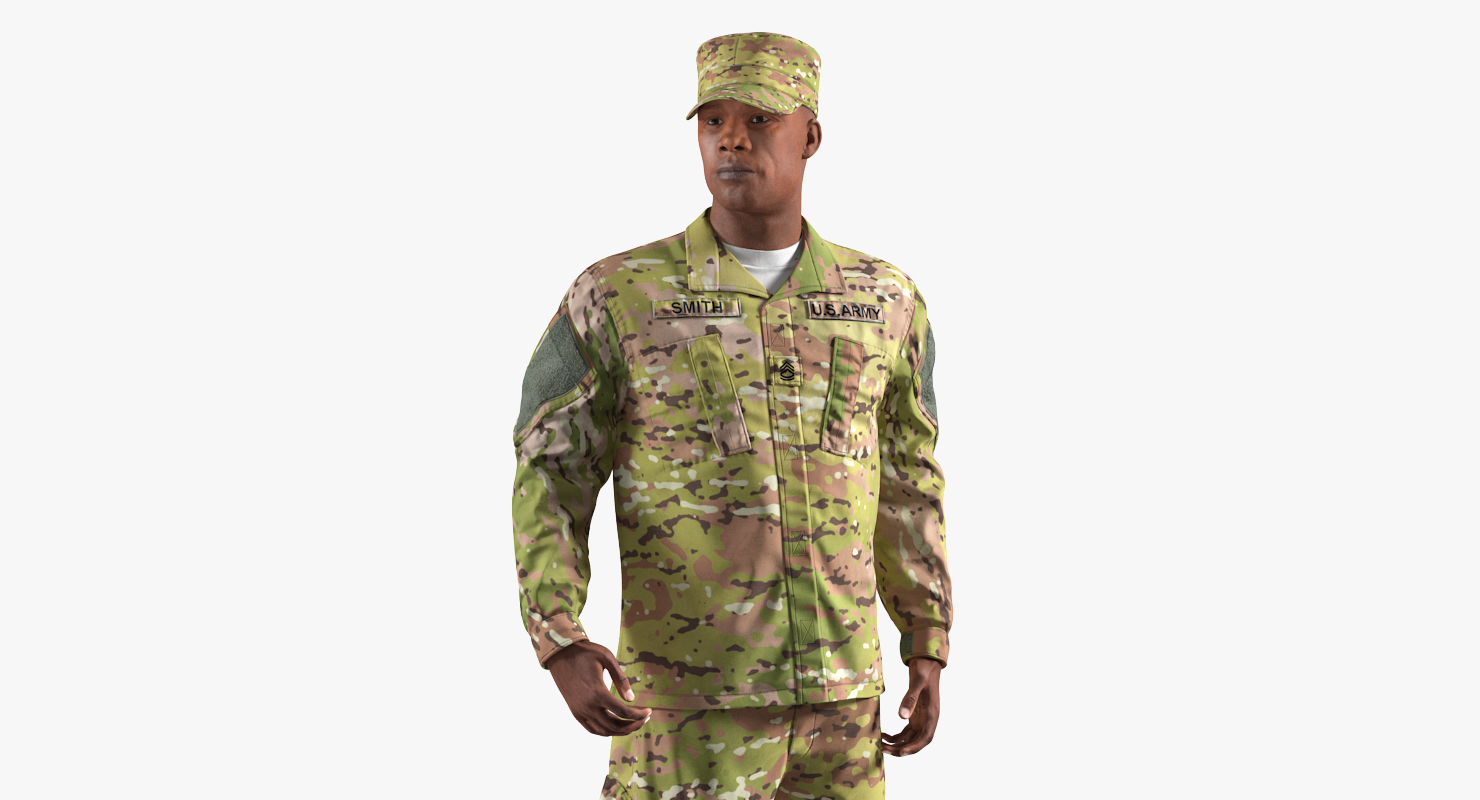 3D US Army Soldier Camofluage Rigged model