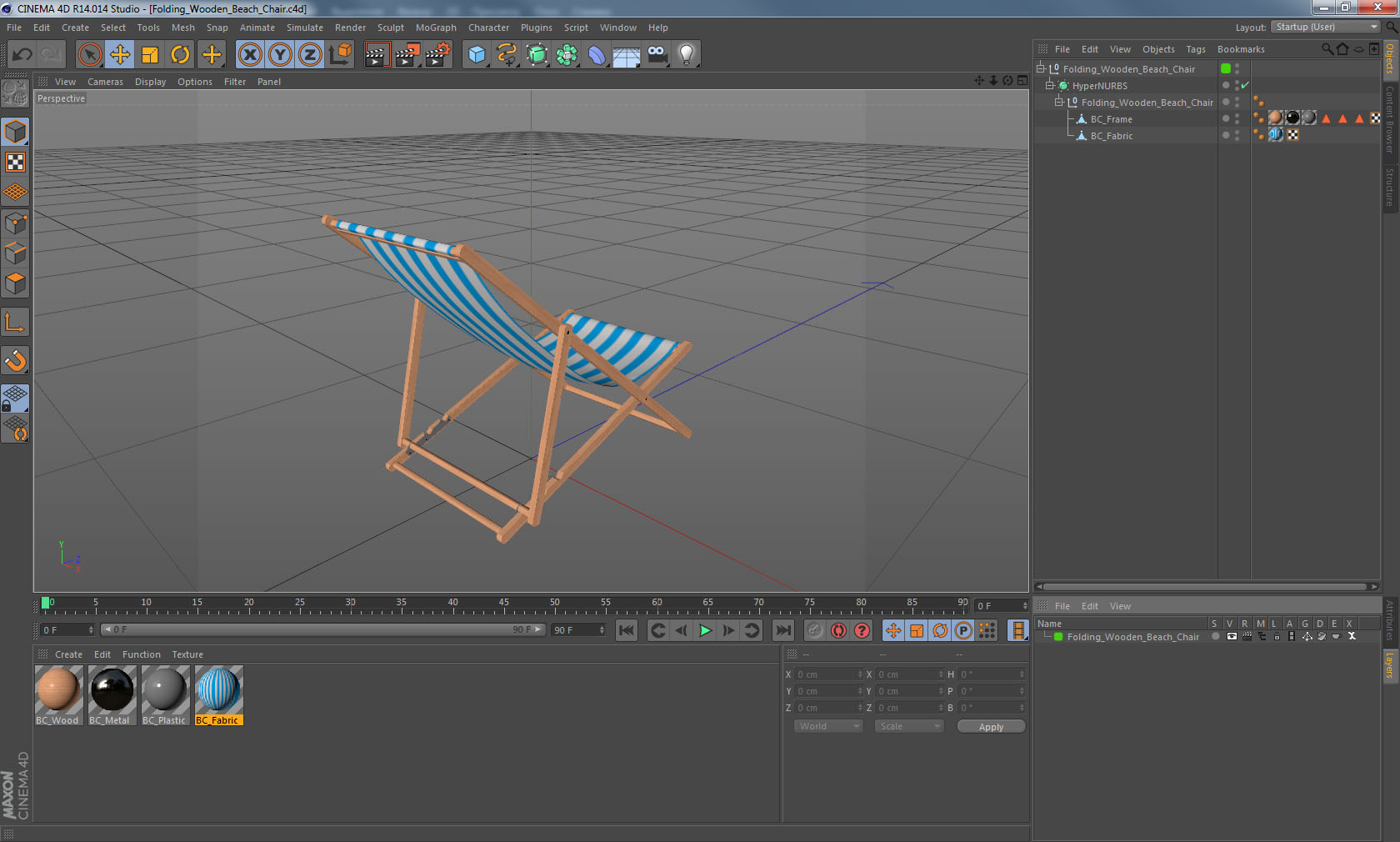 3D Folding Wooden Beach Chair