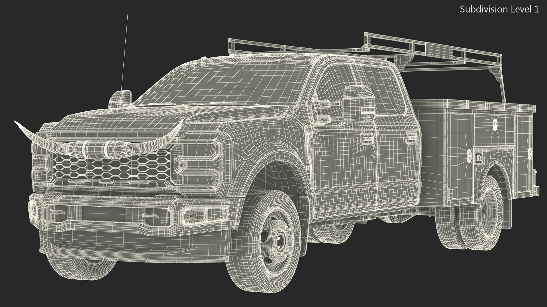 3D Pickup Truck with Bull Horns model