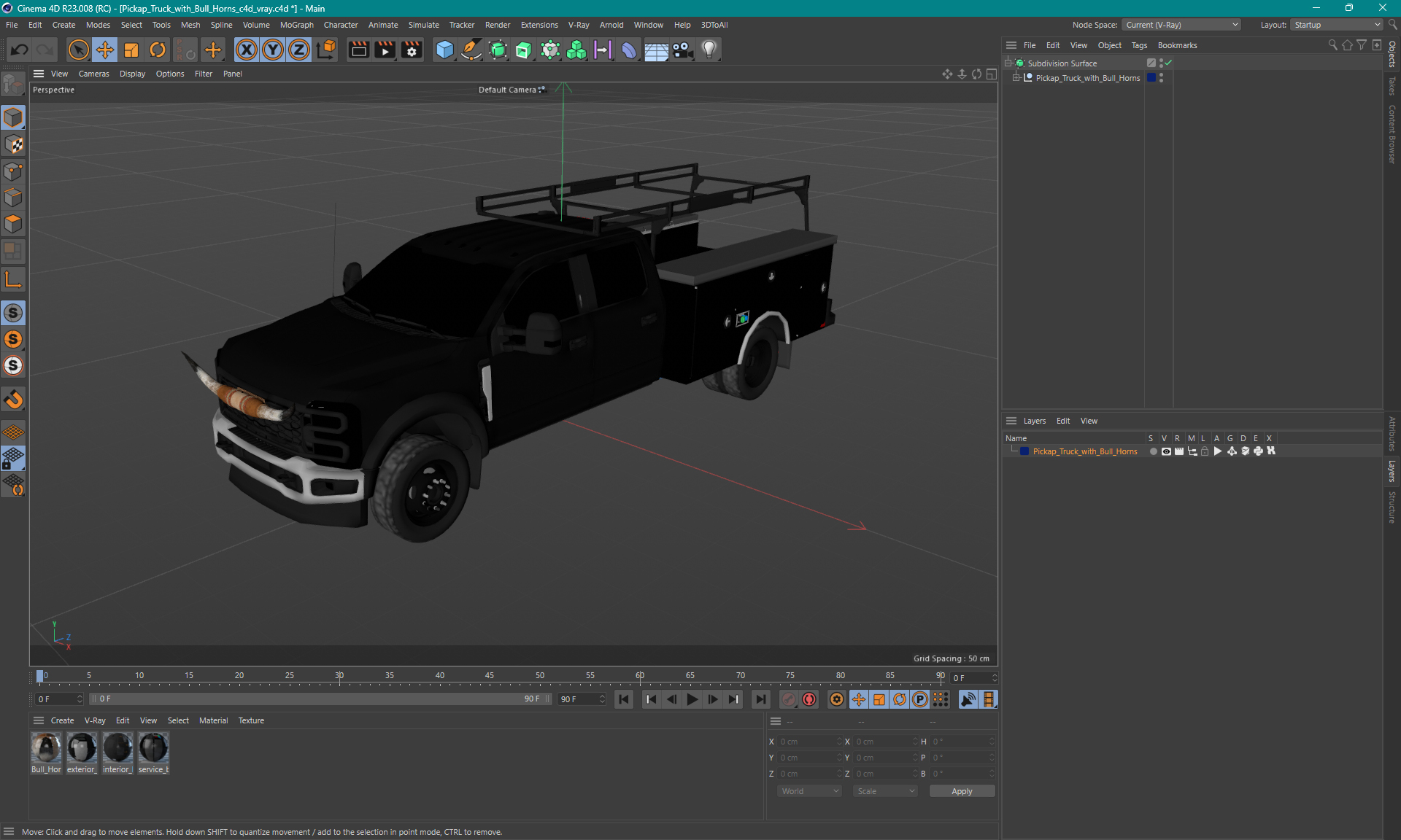 3D Pickup Truck with Bull Horns model