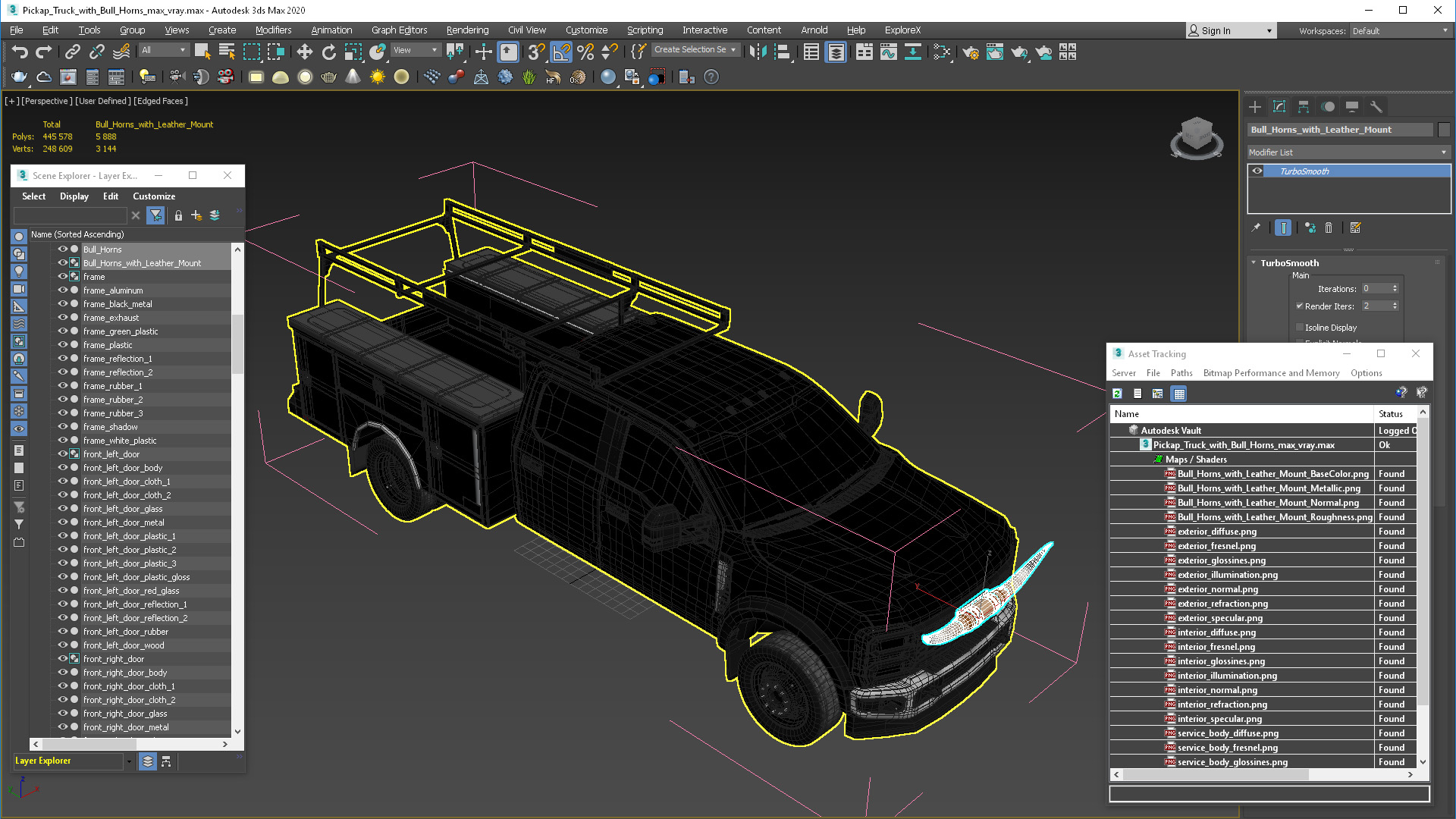 3D Pickup Truck with Bull Horns model