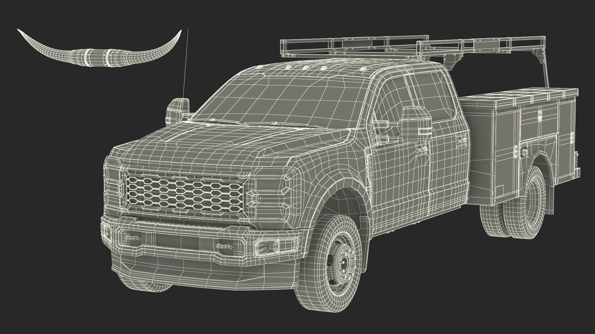 3D Pickup Truck with Bull Horns model