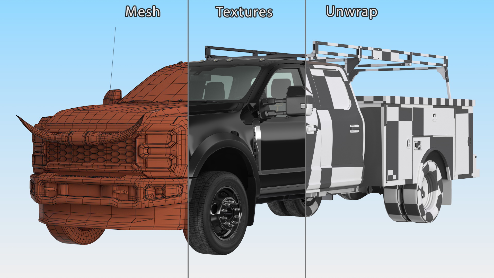 3D Pickup Truck with Bull Horns model