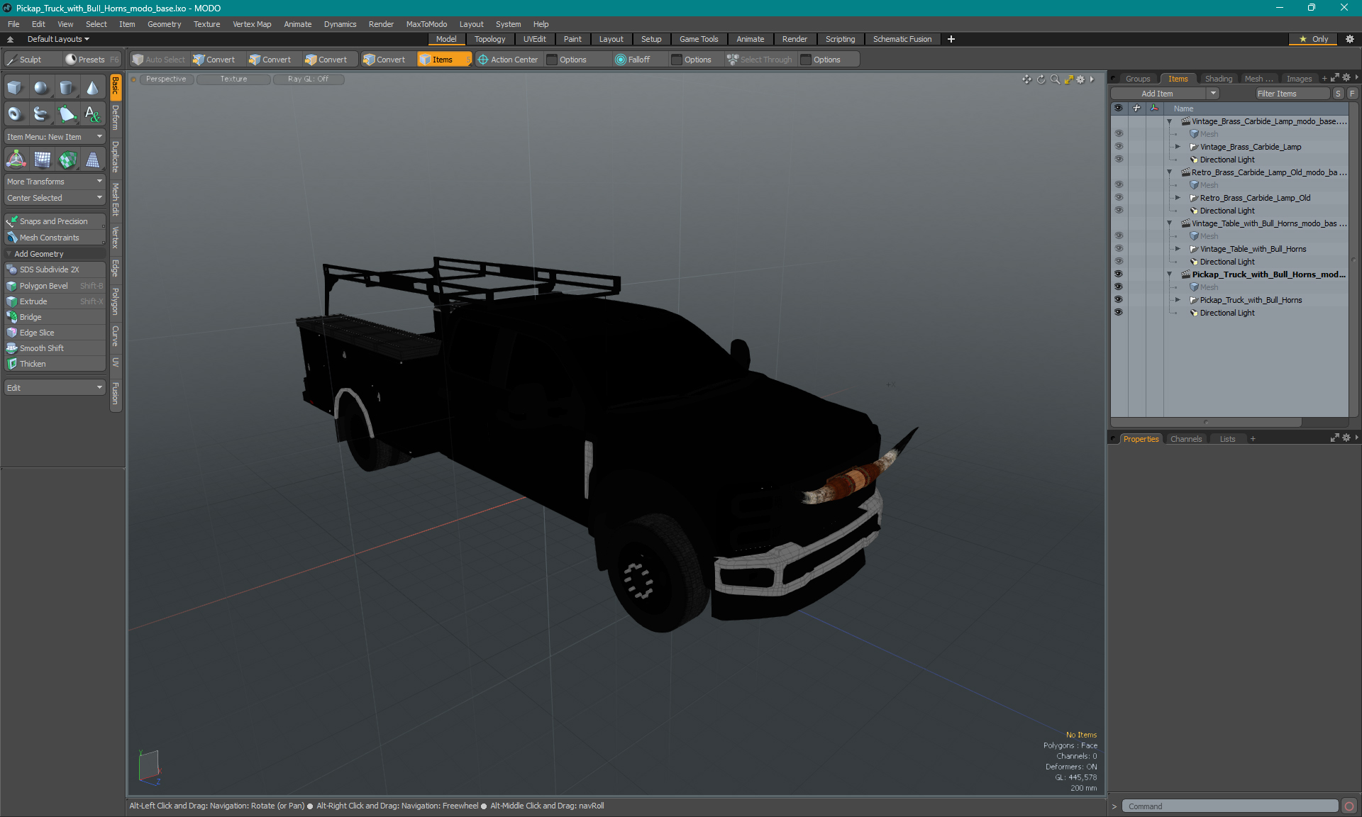 3D Pickup Truck with Bull Horns model