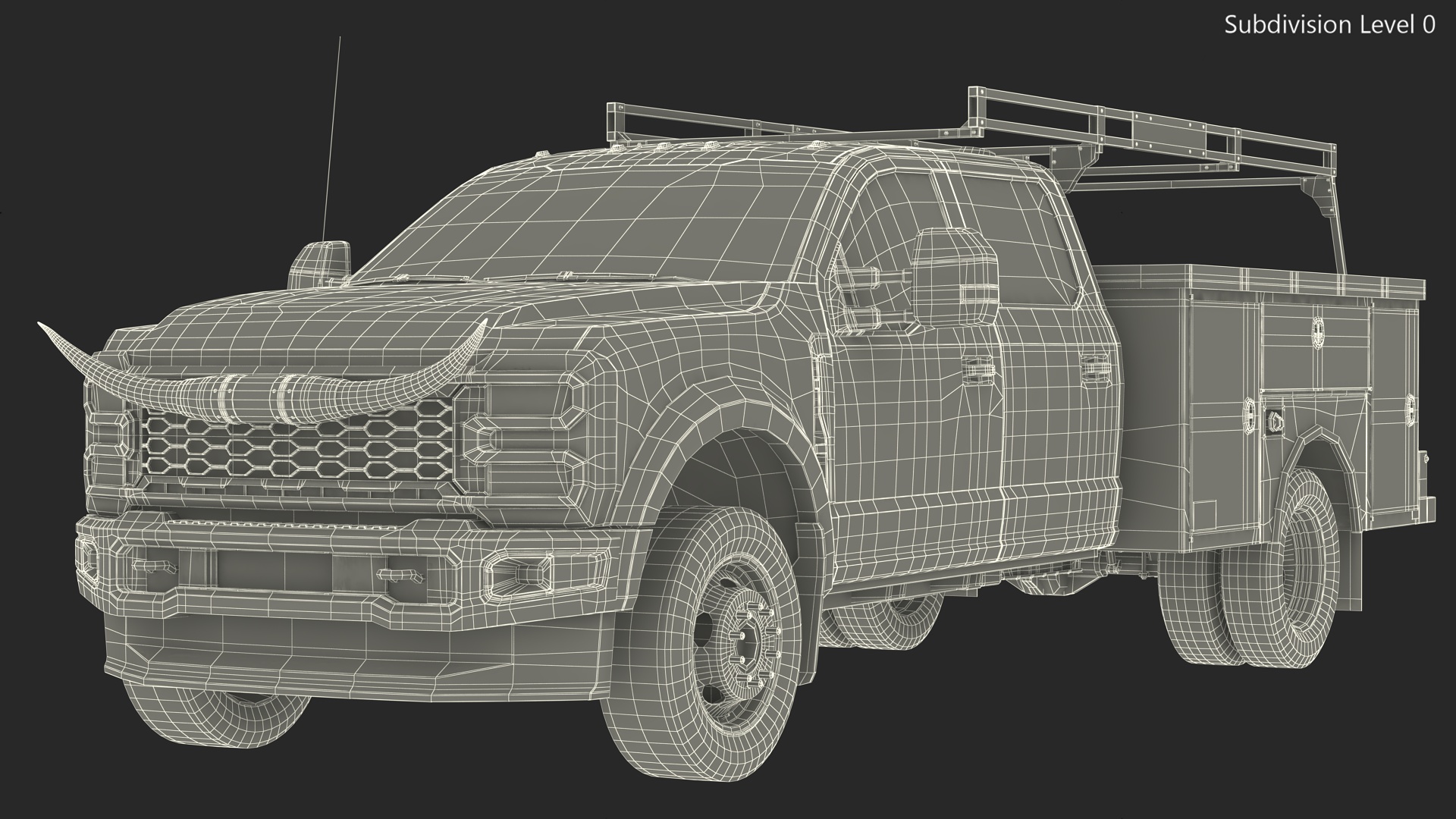 3D Pickup Truck with Bull Horns model