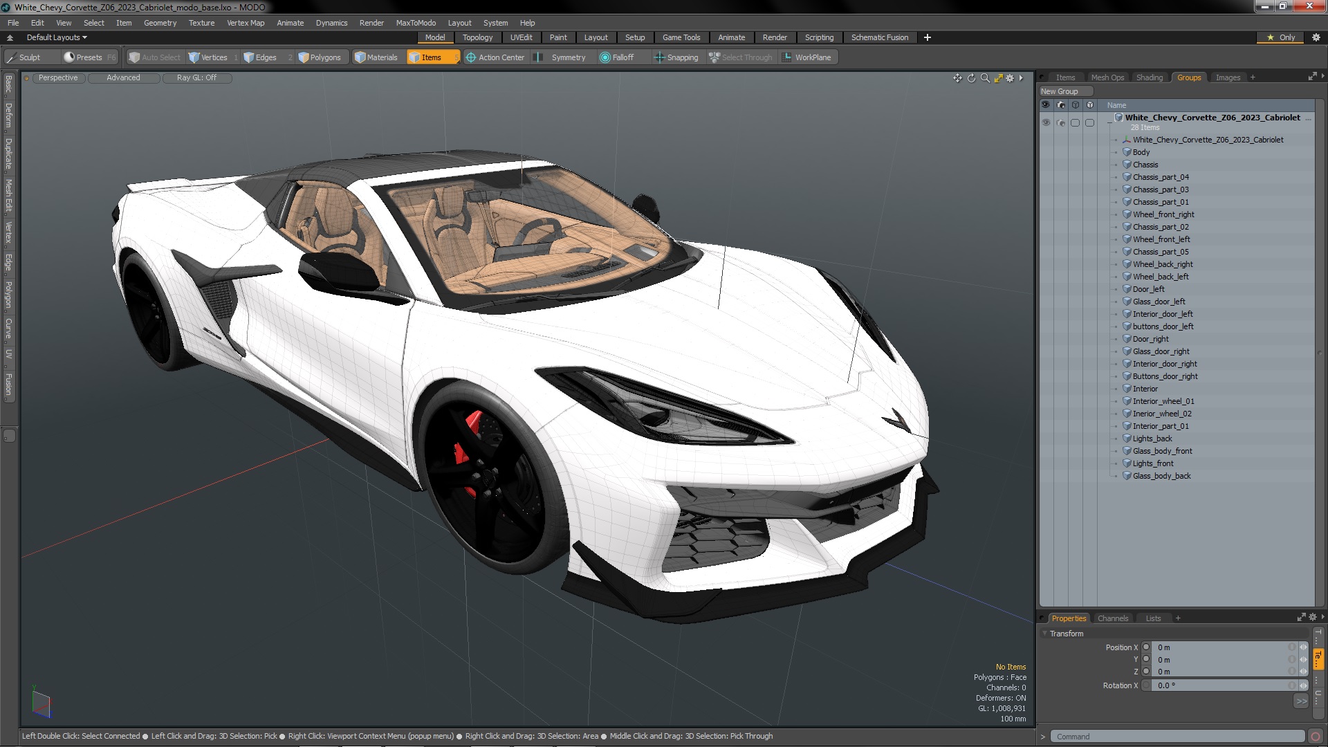 White Chevy Corvette Z06 2023 Cabriolet 3D model