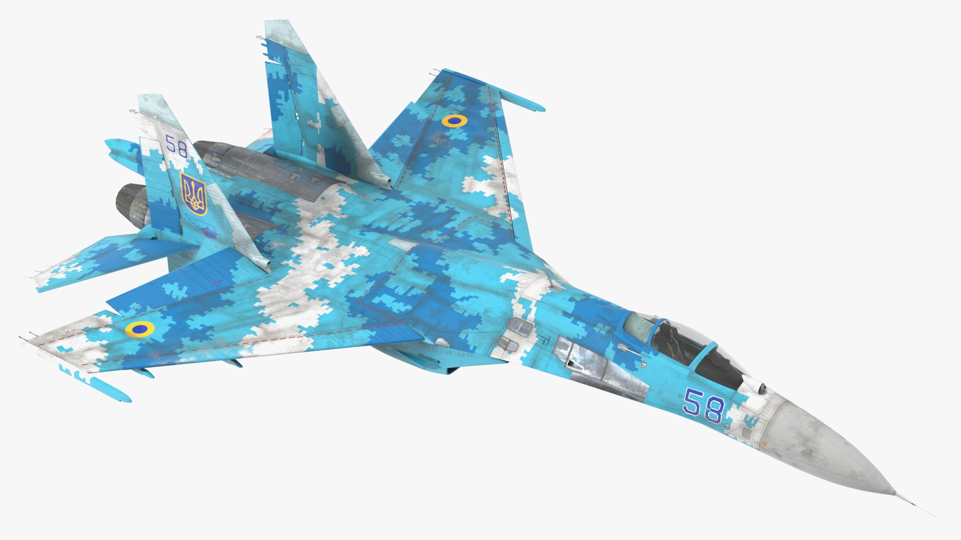 Su-27 Sukhoi Ukrainian Air Force Jet Old Rigged 3D