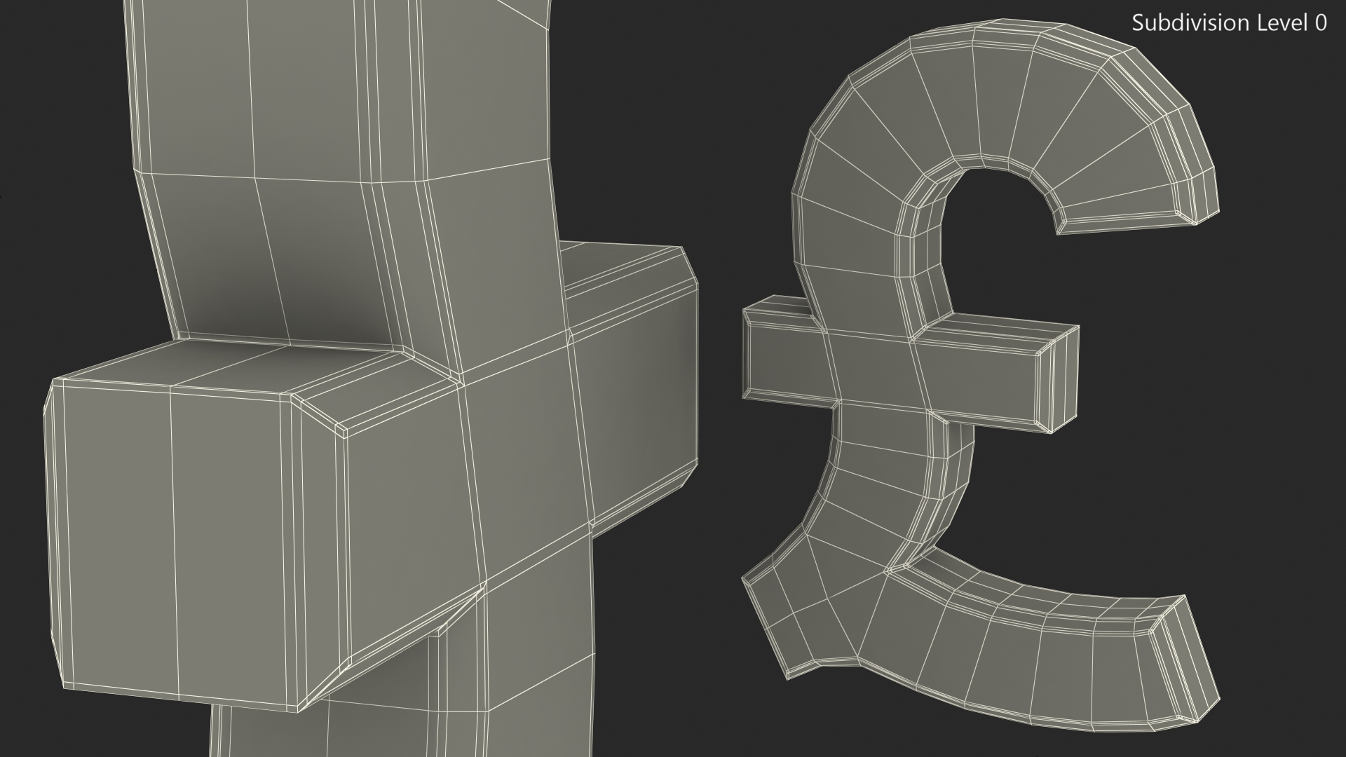 3D UK Pound Currency Symbol Silver