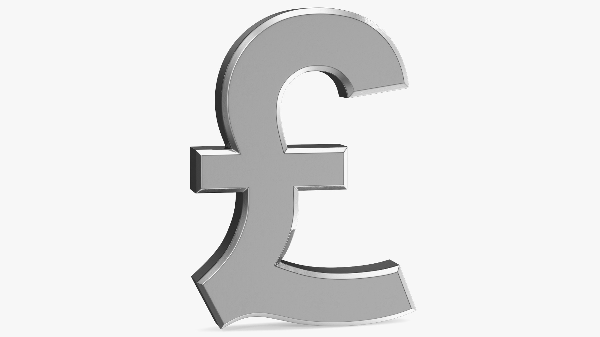 3D UK Pound Currency Symbol Silver