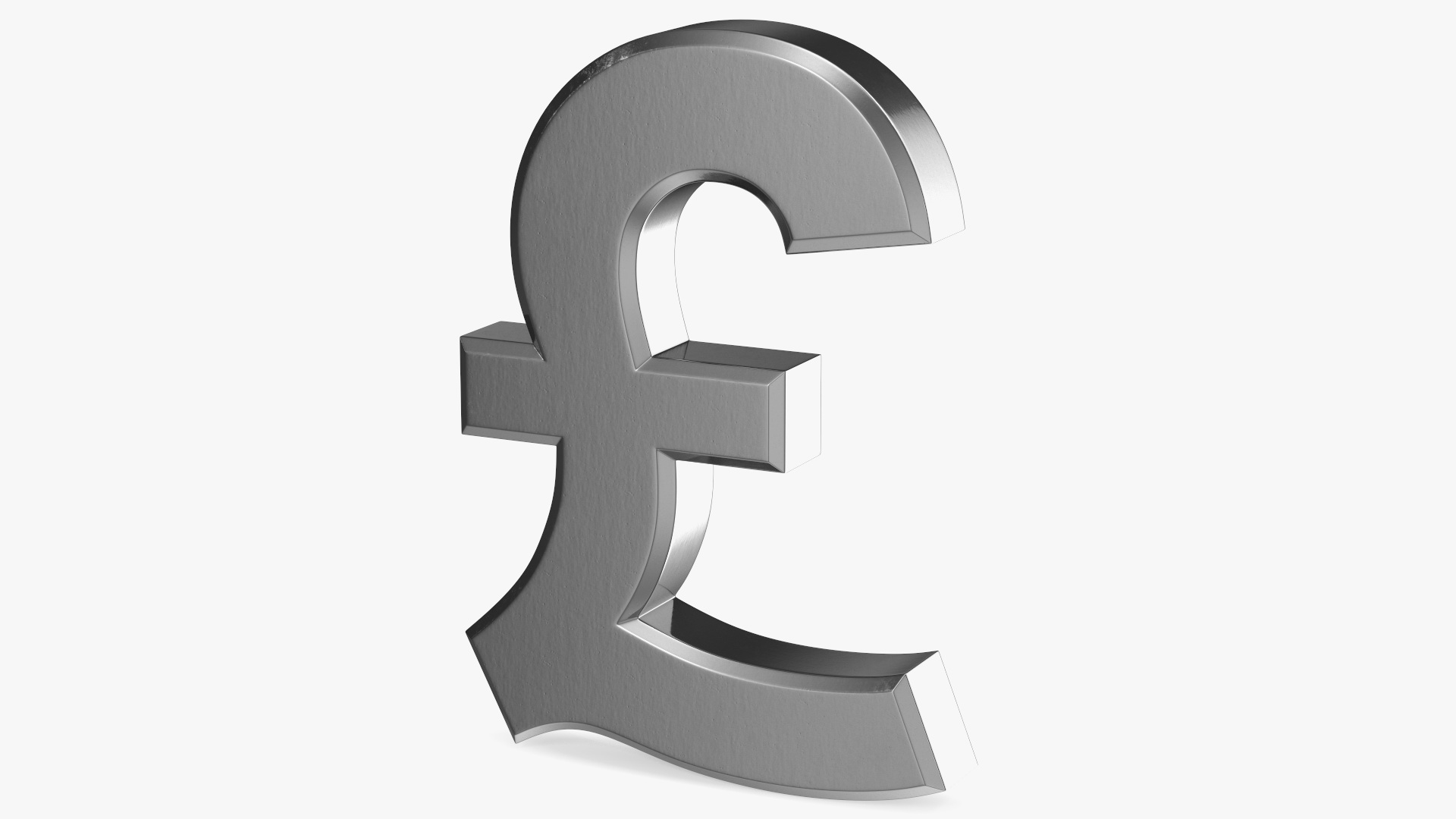 3D UK Pound Currency Symbol Silver