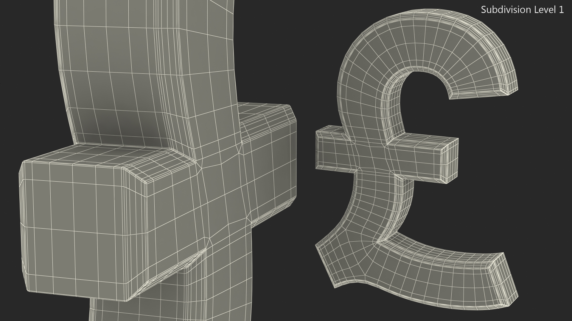 3D UK Pound Currency Symbol Silver