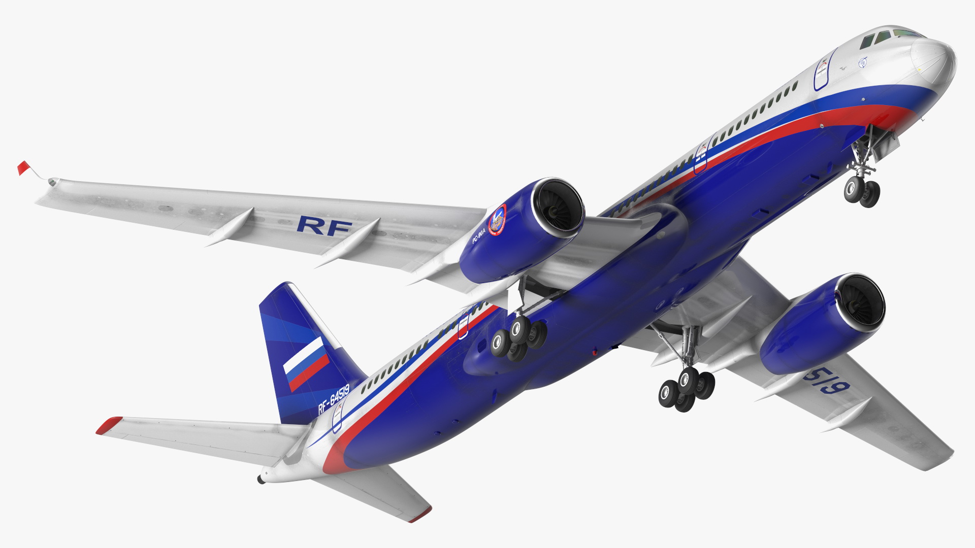 Tupolev Tu-214 Jet Airliner Rigged 3D model