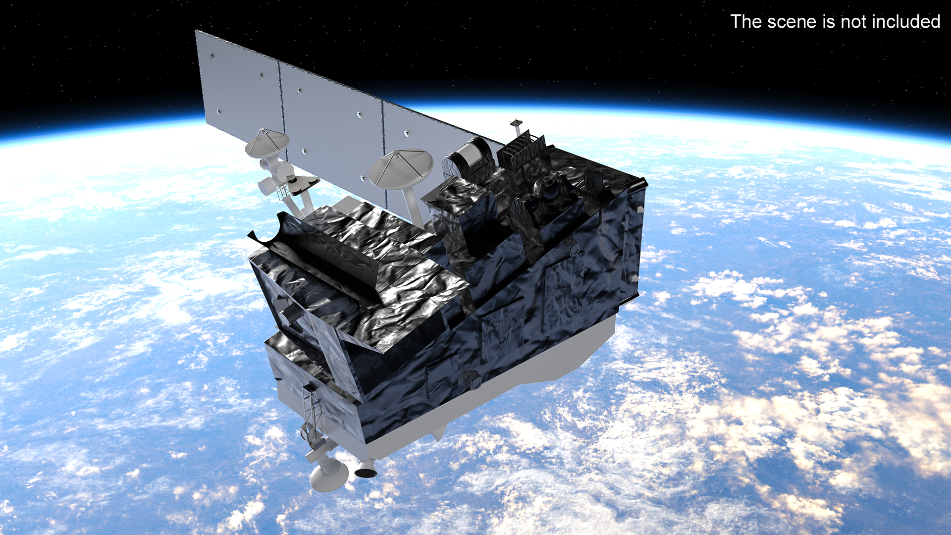 Satellite with Solar Panels 3D