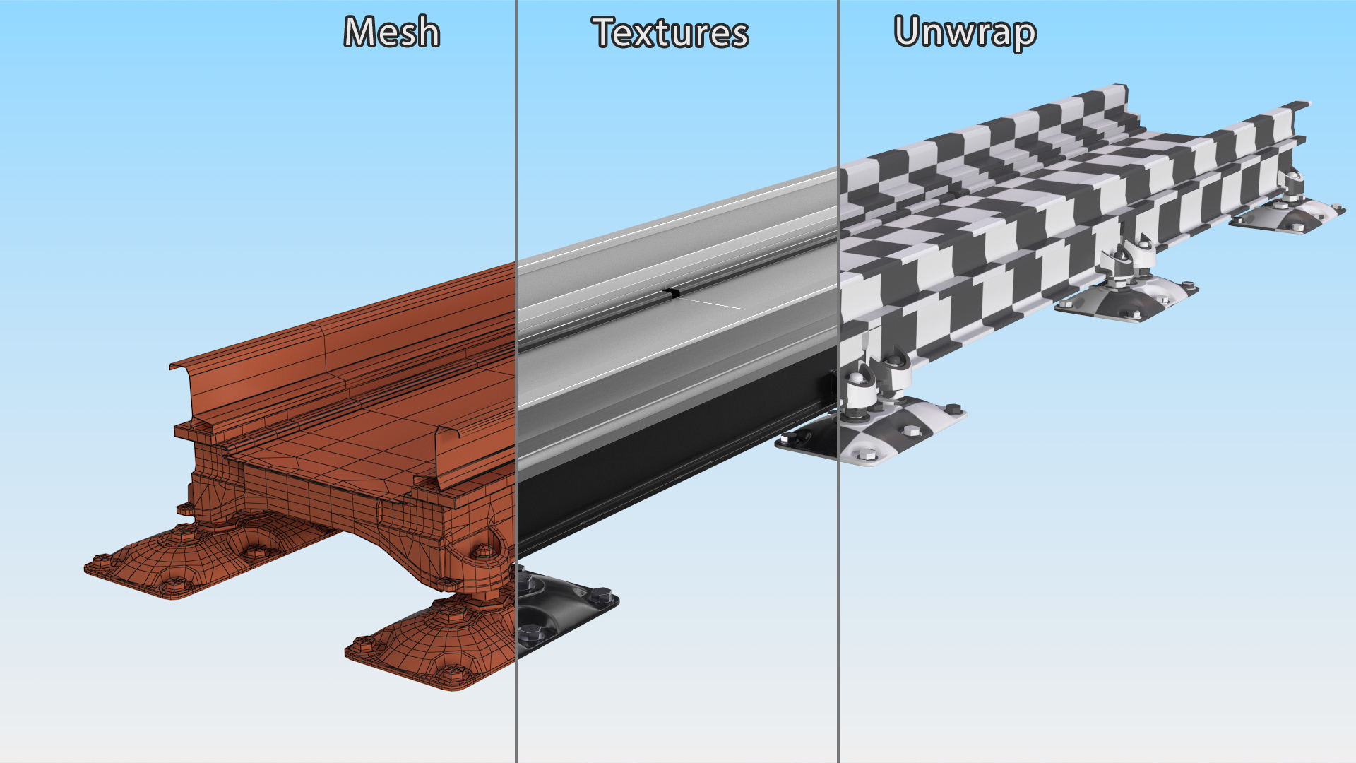 3D Industrial Narrow Railway Rails