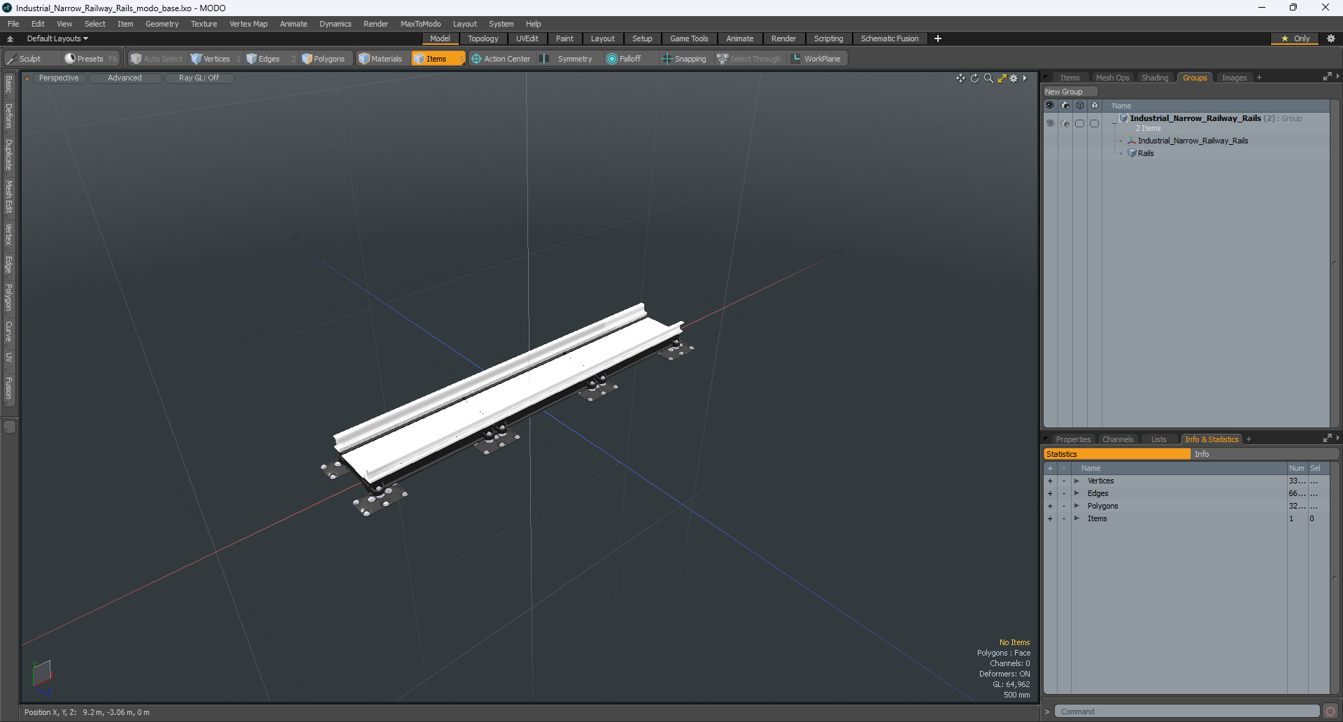 3D Industrial Narrow Railway Rails