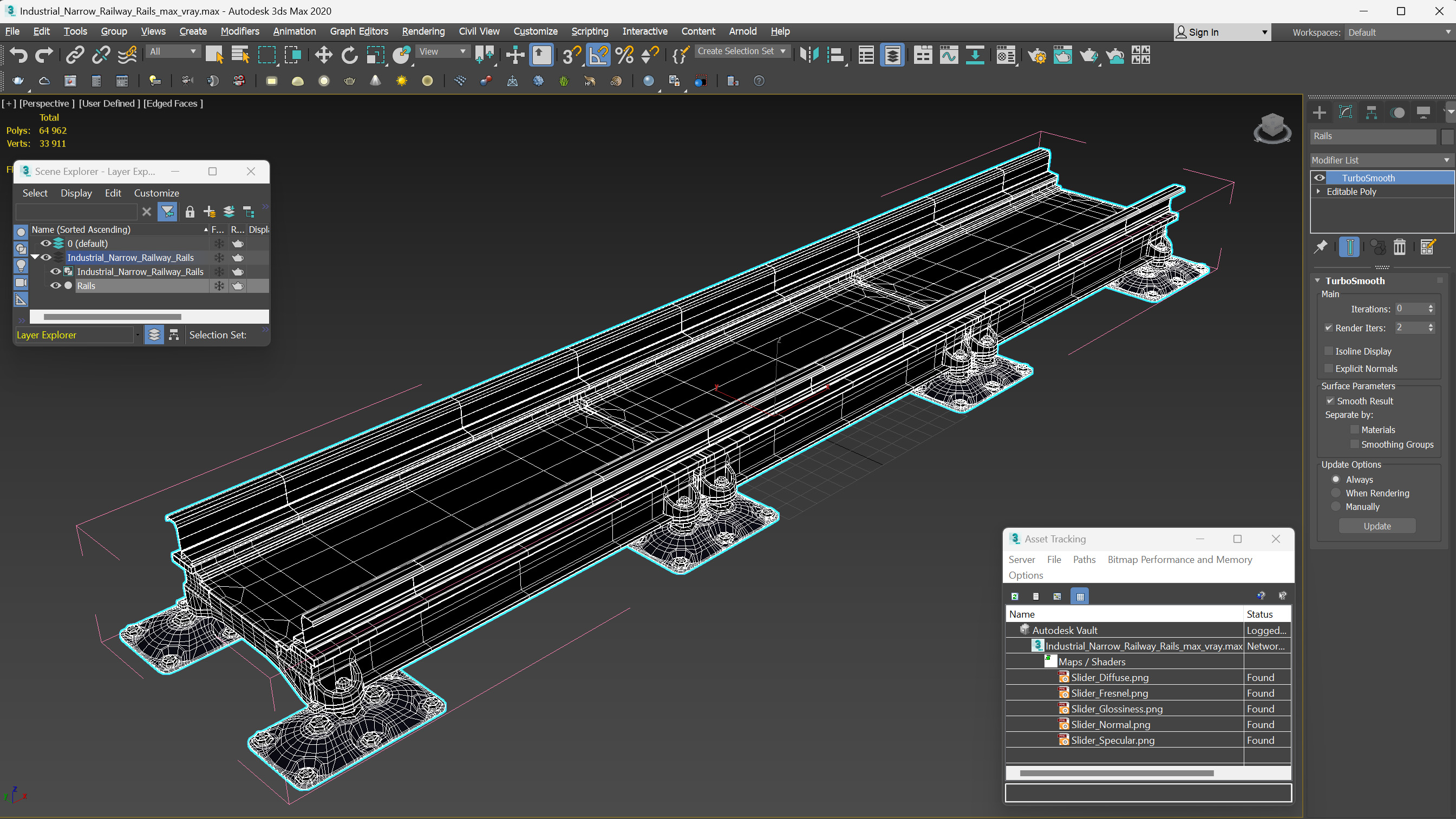 3D Industrial Narrow Railway Rails