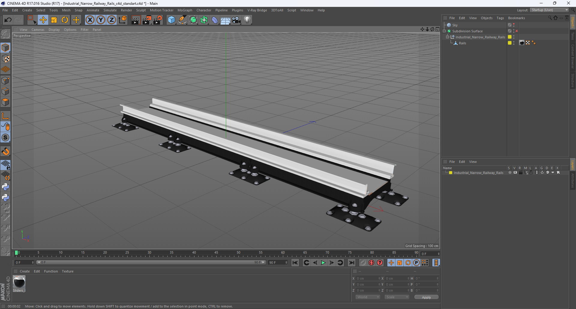 3D Industrial Narrow Railway Rails