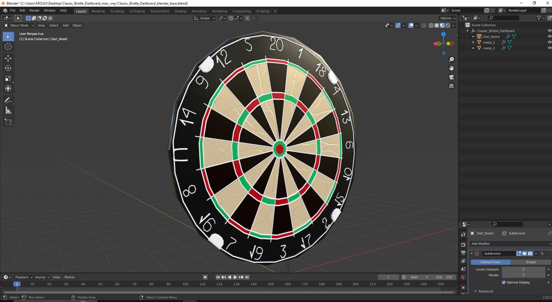 3D model Classic Bristle Dartboard