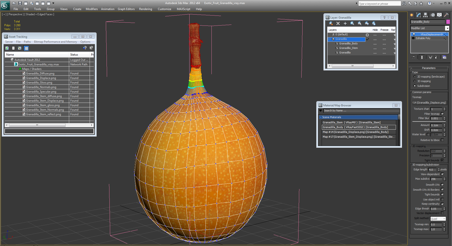 3D Exotic Fruit Granadilla model