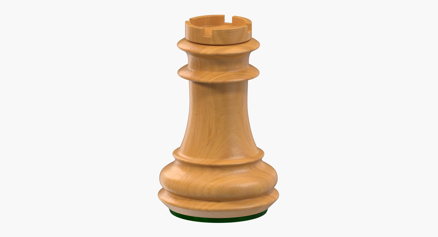 Wooden Chess Rook 3D