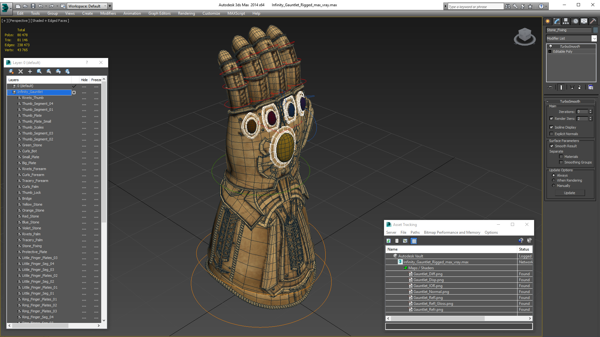 Infinity Gauntlet Rigged 3D model