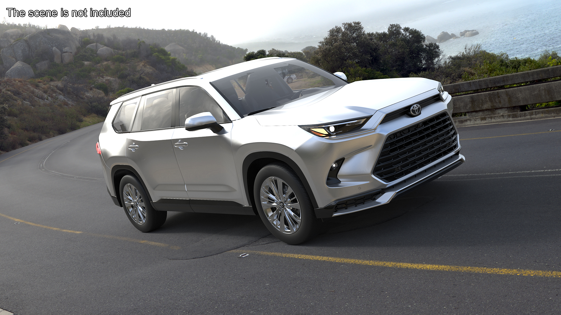 3D Toyota Grand Highlander 2024 White Rigged