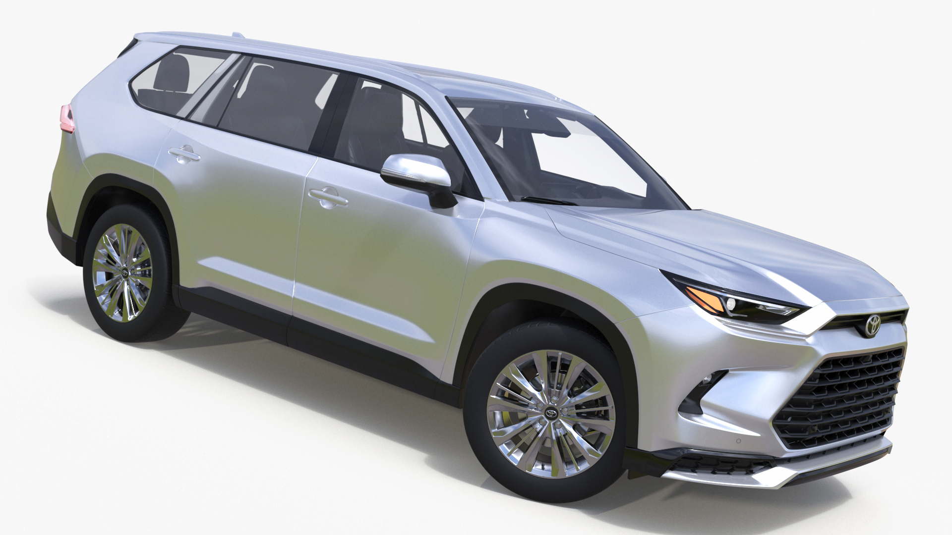 3D Toyota Grand Highlander 2024 White Rigged