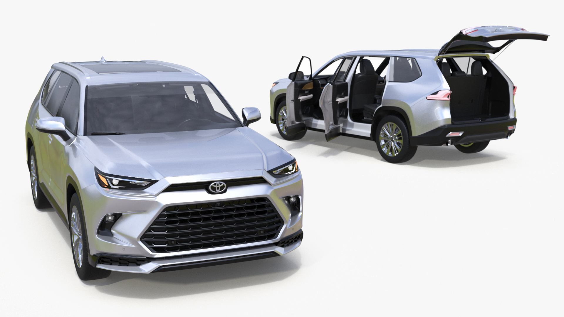 3D Toyota Grand Highlander 2024 White Rigged