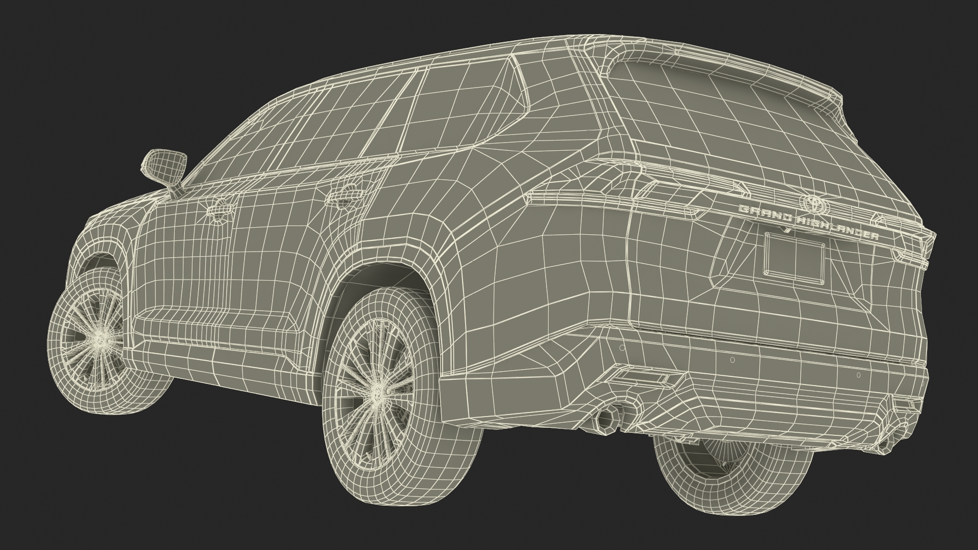 3D Toyota Grand Highlander 2024 White Rigged