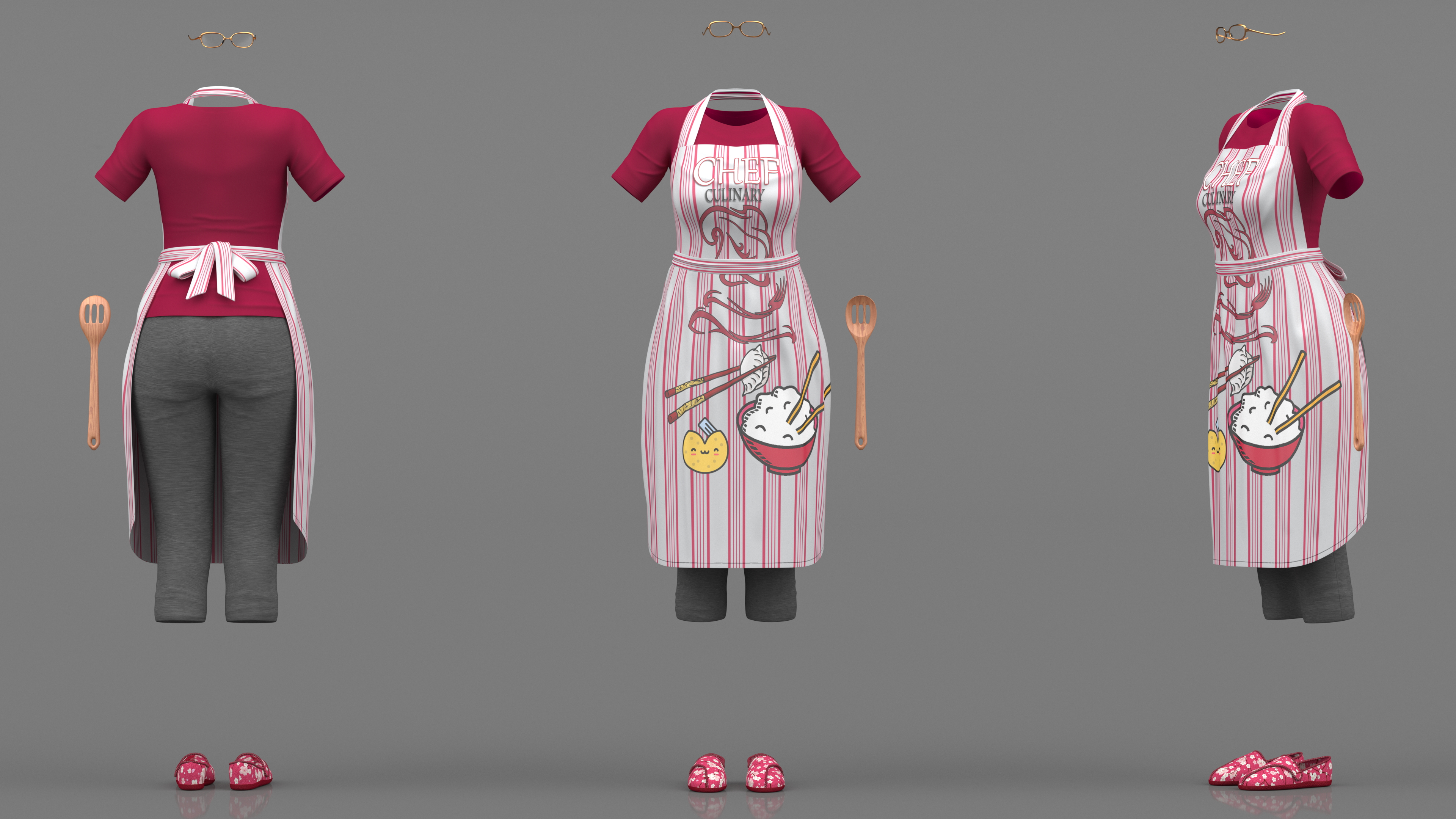 3D model Clothes Set Kitchen Style