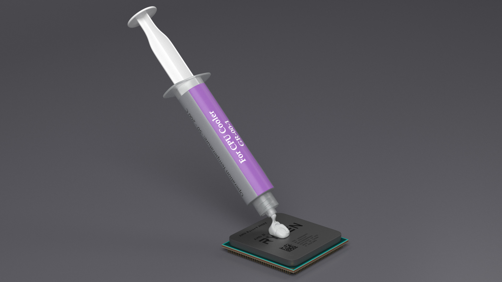 3D Thermal Paste Syringe on CPU model