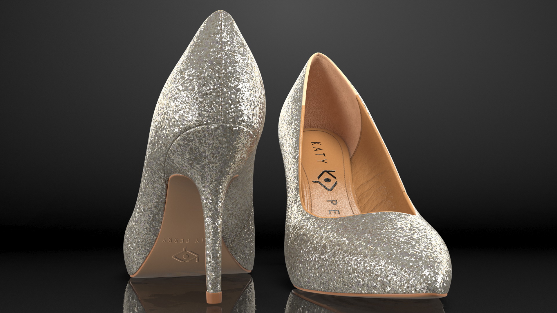 Katy Perry Gold Chunky Glitter Sissy Pumps 3D