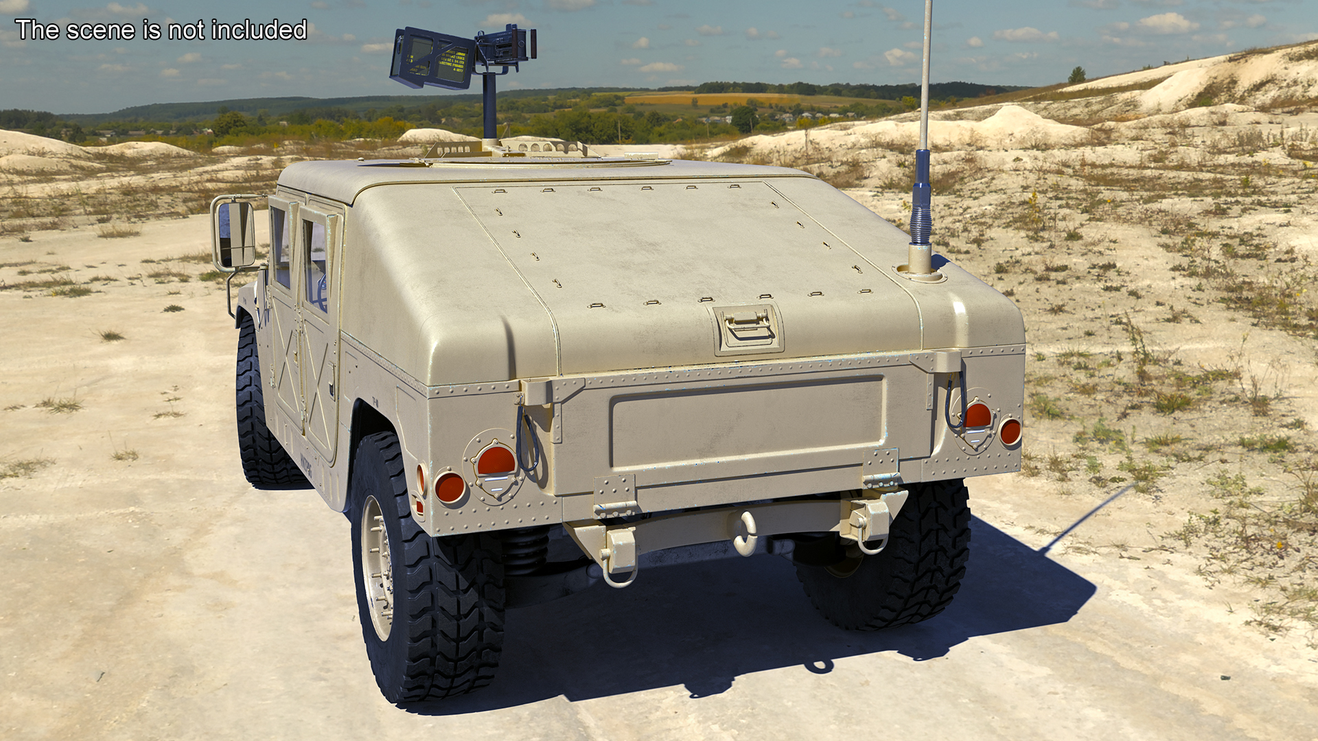 3D model Military Humvee with Mounted Machine Gun