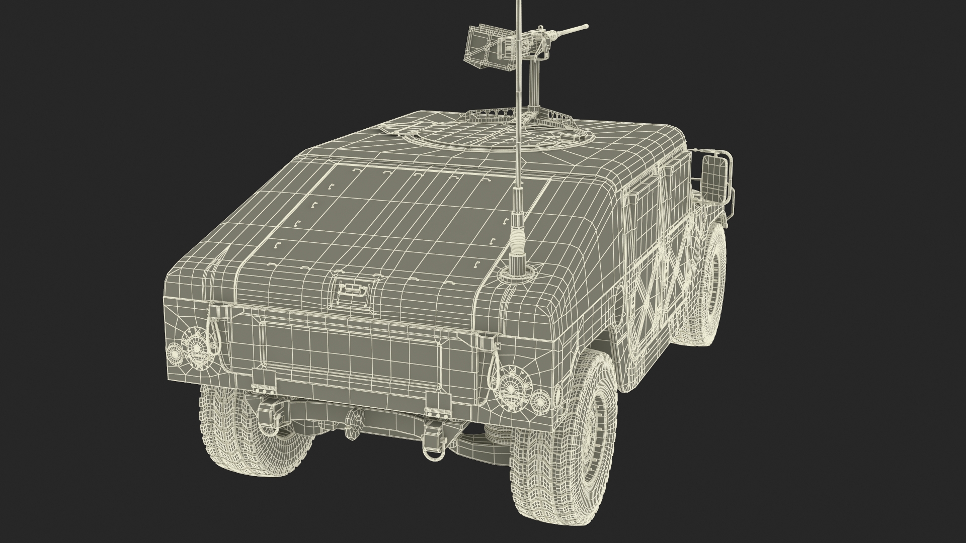 3D model Military Humvee with Mounted Machine Gun