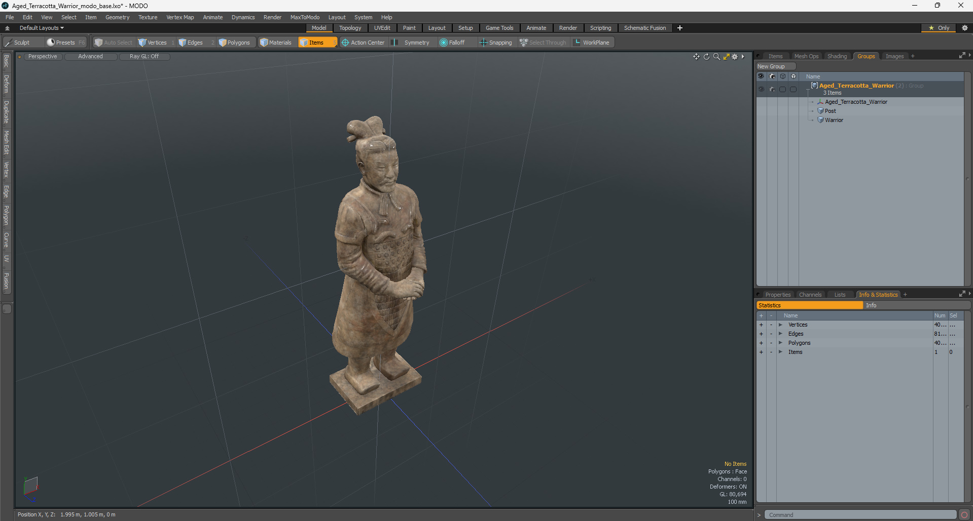 3D Aged Terracotta Warrior model