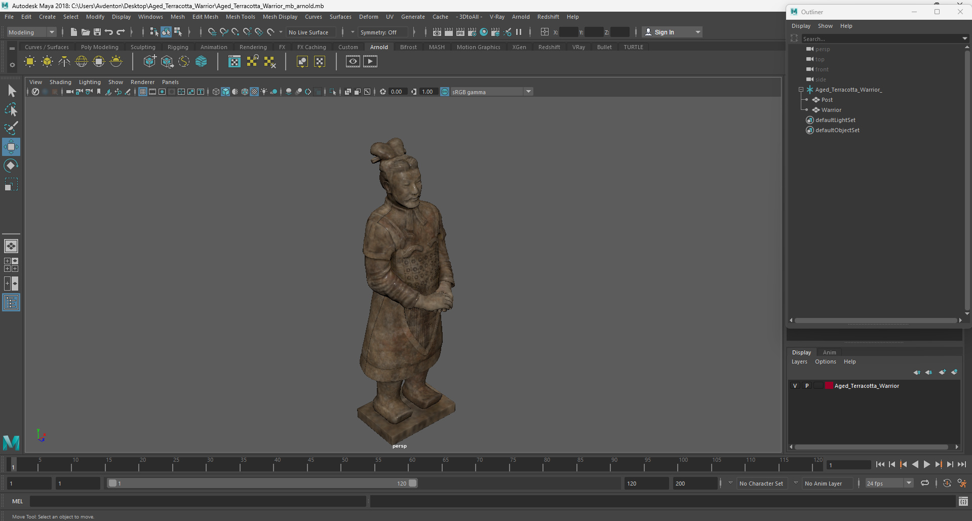 3D Aged Terracotta Warrior model