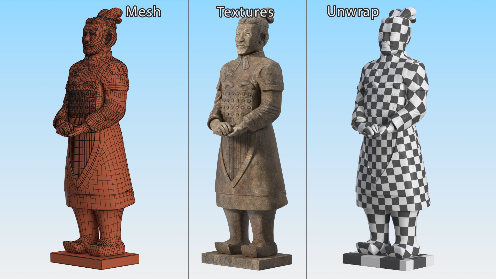 3D Aged Terracotta Warrior model