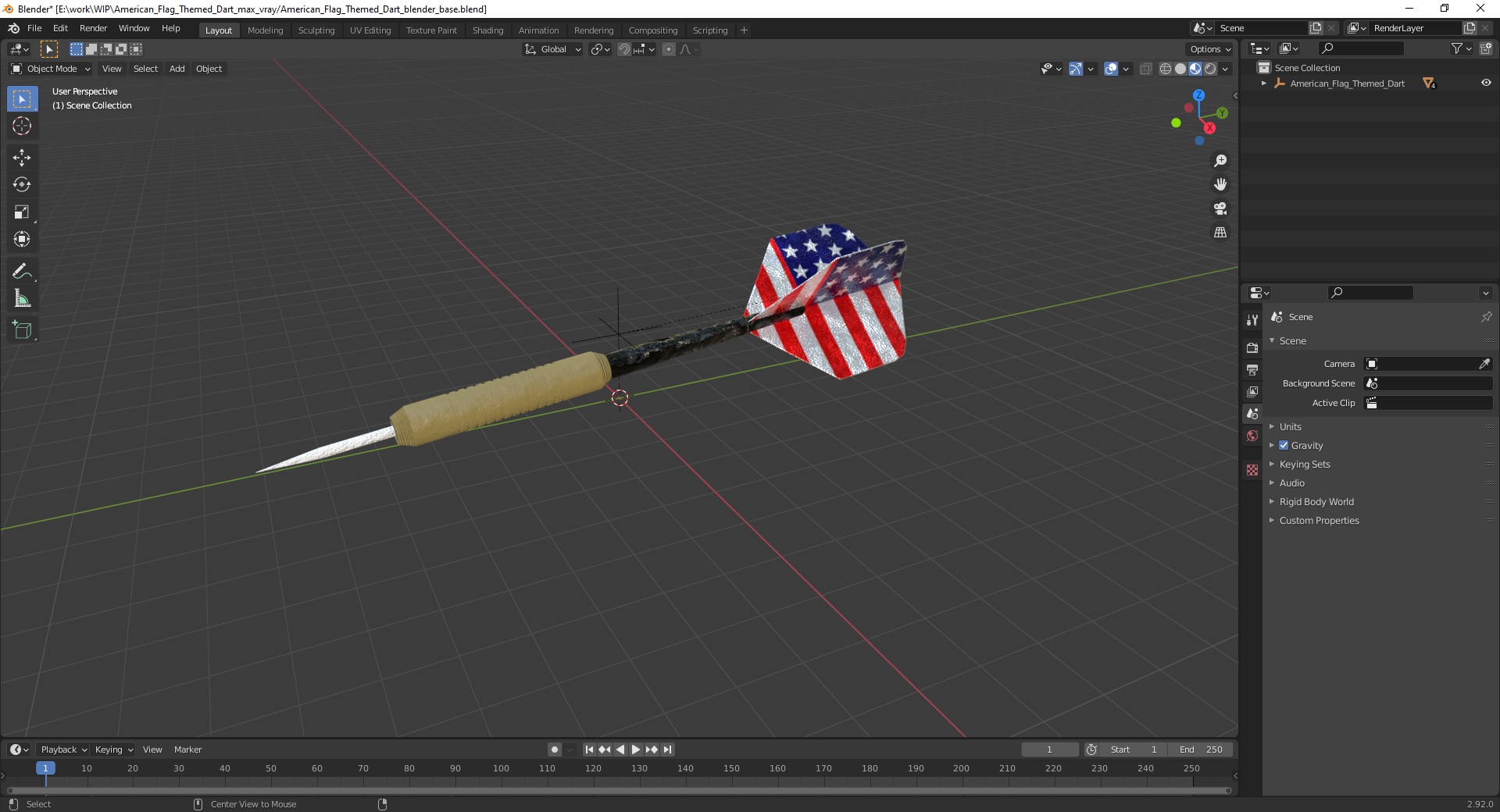 3D model American Flag Themed Dart