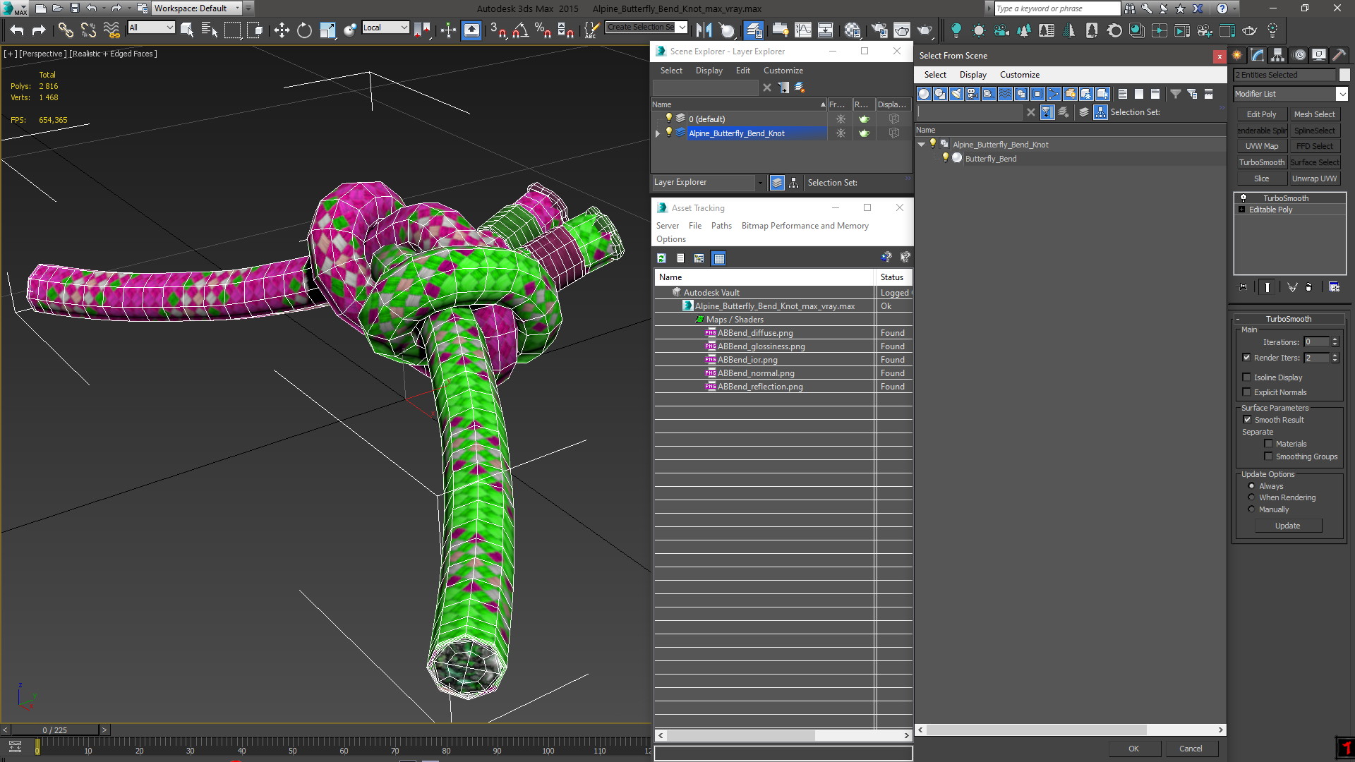 3D Alpine Butterfly Bend Knot